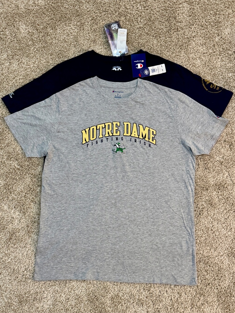 NWT Lot of 2 Notre Dame Tee Shirts - Champion and The Shirt 2017, XL